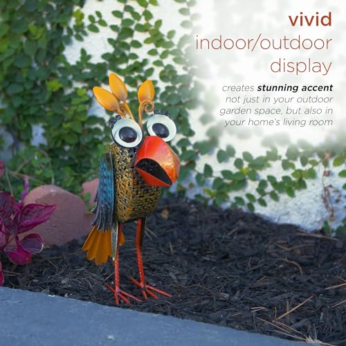 12" Tall Outdoor Metal Wide (12" Multicolor Bird)