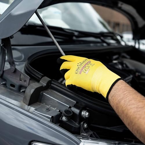 12 Pack Safety Performance Series Construction Mechanics Wrinkle Latex Work Gloves (XX-Large (12 Pairs) / Yellow)
