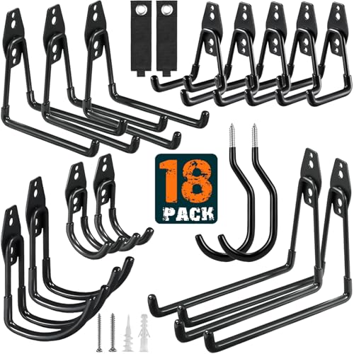 18 Pack Garage Hooks Heavy Duty (18 Pack Black)