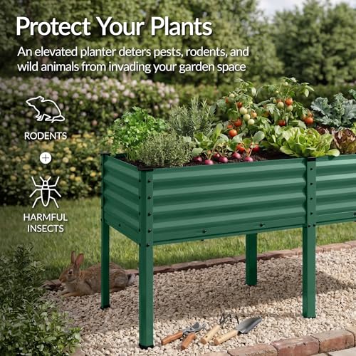 72x24x30in Non Toxic Galvanized Raised Garden Bed (72x24x30in / Dark Green)