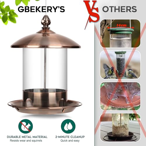 Metal Bird Feeders for Outdoors Hanging (Copper)