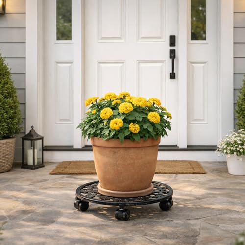 4 Pack Plant Caddy with Wheels (11 inch / Black-4 packs)