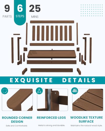 HDPE Outdoor Glider Bench Set of 4 (Brown / 4 Pack)