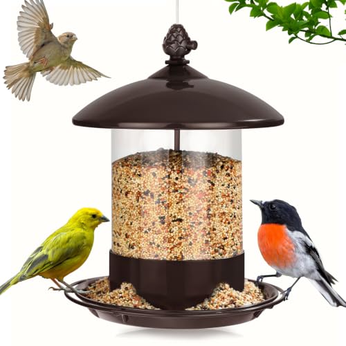 Metal Bird Feeders for Outdoors Hanging (Brown)
