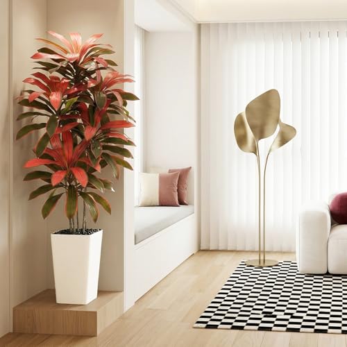 Artificial Dracaena Tree (Burgundy – White Pot / 6FT)