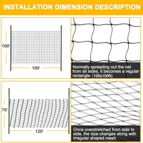 100'x100' Bird Netting for Chicken Coop (100'×100'-1'')