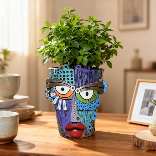 Abstract Face Planter Pots for Indoor Plants & Flowers Deco Gift (Eclectic / Large)