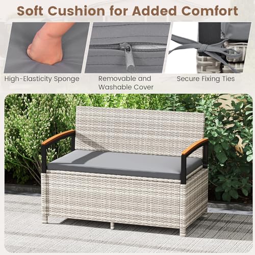 46 Gallon Outdoor Bench with Storage (Mix Grey & Grey / 46 Gallon)