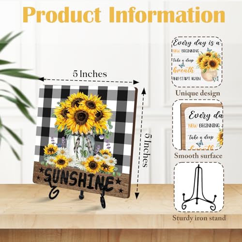 Sunflower Decor for Rustic Farmhouse (Black and White Plaid Sunshine)