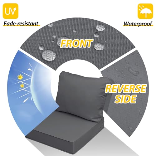 Outdoor Chair Cushions (Dark Gray / 22"x24"x5" / 22"x19")