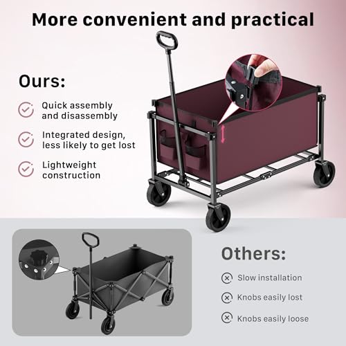 29.3" Collapsible Wagon Cart (Winered / 150L)