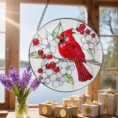 8″ Cardinal Stained Glass Suncatcher (Cardinal)