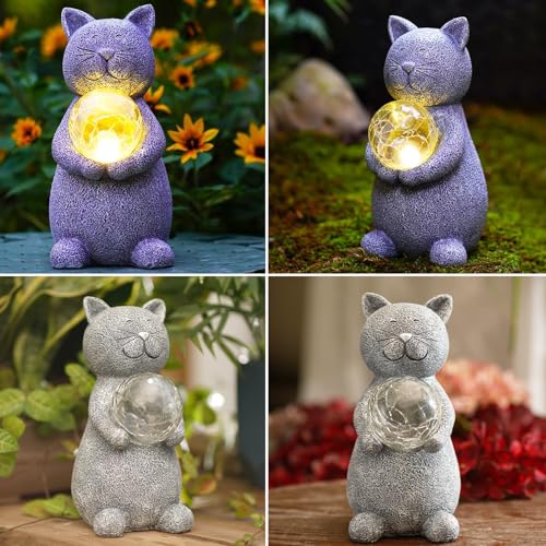 Solar Garden Cat Statue