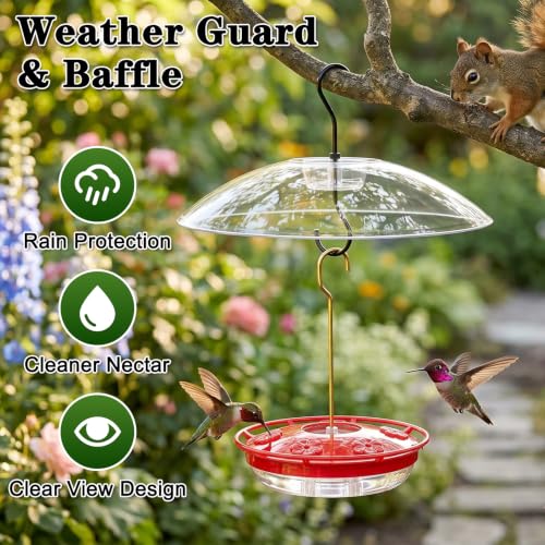 Hummingbird Feeder with Rainproof Dome (Red w/Rain Dome)