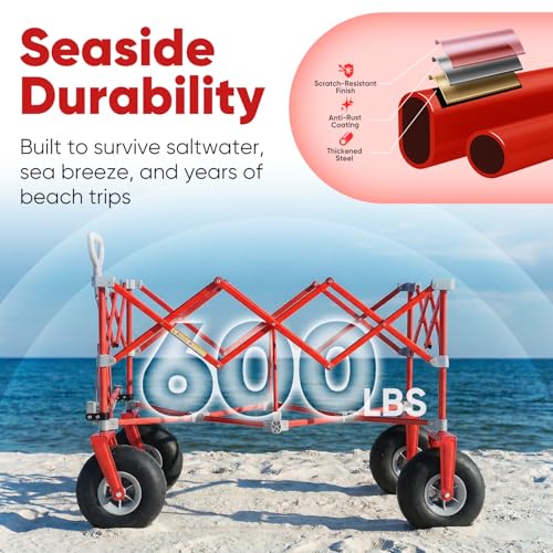 Heavy Duty Beach Wagon with 9" Big Sand (Red)