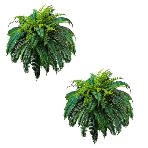 2 Pack Artificial Boston Ferns Outdoor (48"-88 Leaves)