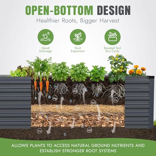 Galvanized Metal Raised Garden Bed 8×3×2FT (Gray / 8×3×2ft)