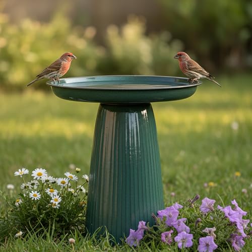 Sunnydaze Gleeful Garden 23" Tall Metal Modern Bird Bath for Outside