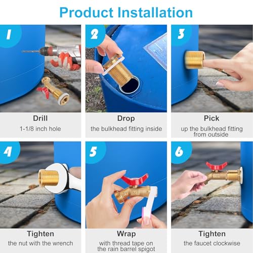 Brass Rain Barrel Spigot Linking Connector Hose Kit