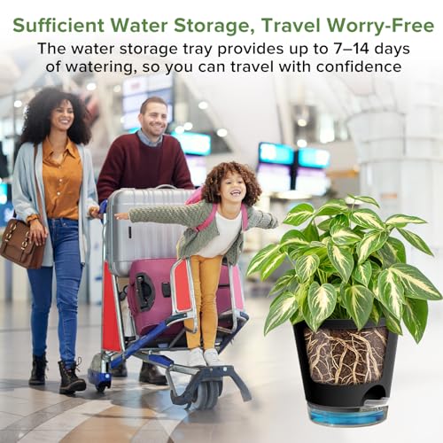 2026 Upgraded Self Watering Plant Pots with Drainage Hole (7-black-upgraded / 7+6.5+6+5.5+5+4 inch)