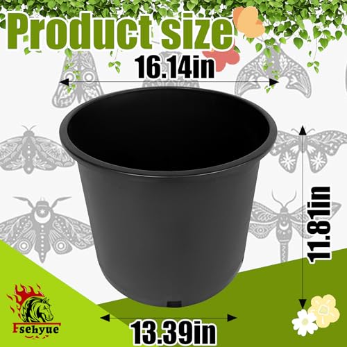 10 Gallon Nursery Pots Plastic Container Injection Molded Pot for Plants Flexible with Drainage Holes Suitable for Plants Soil Growers or Hydroponics Black 10 Pcs (10 Count)