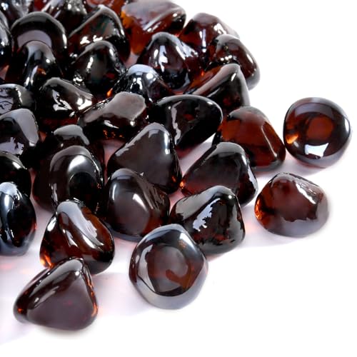 Amber 10 Pounds Fire Pit Glass Rocks