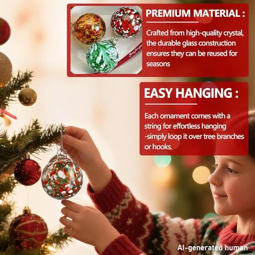 6 Pack Hand Blown Glass Balls Ornaments Hanging Witches Ball Gazing Ball (Color-3)