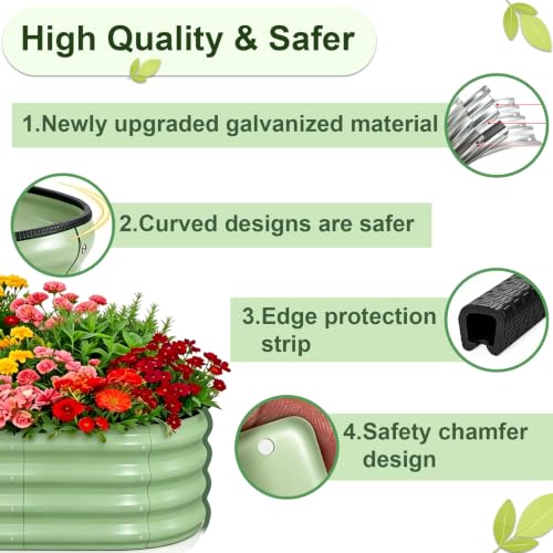 Galvanized Raised Garden Beds Outdoor (Green / 6 x 3 x 1 ft)