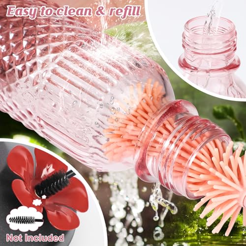 Glass Hummingbird Feeder for Outdoors Hanging (Pink)