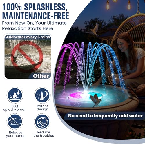 Solar Bird Bath Fountain with Lights (Black)
