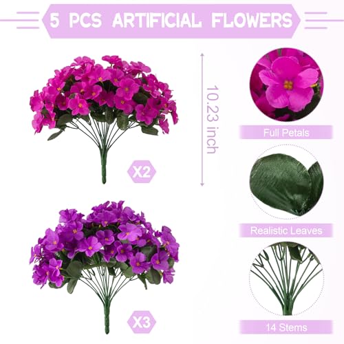 Artificial Flowers for Outdoors Planter UV Resistant Faux Hydrangea (C-purple)