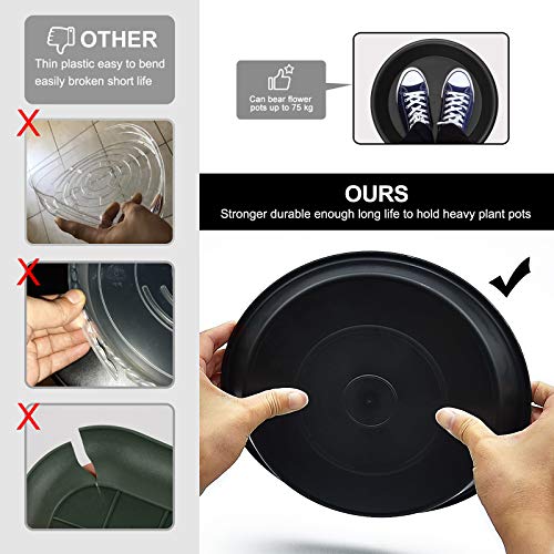 3 Pack Plant Saucer Heavy Duty Sturdy Drip Trays for Indoor and Outdoor (Black / 10 inch)