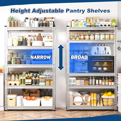 Storage Shelves 2020LBS Garage Shelving 5 Tier Heavy Duty Shelving Adjustable Pantry Shelves for Garage Closet Kitchen Basement 28" W x 12" D x 59.8" H (28"W x 12"D x 59.8"H)