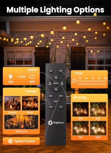 108FT 52LED Solar String Lights Outdoor with Remote & USB Port (108 Foot)