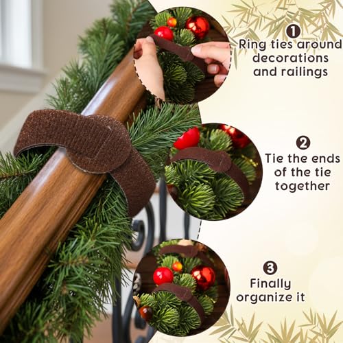 80 Pcs 16 Inch Christmas Garland Brown Adjustable Ties (Brown / 16 Inch)