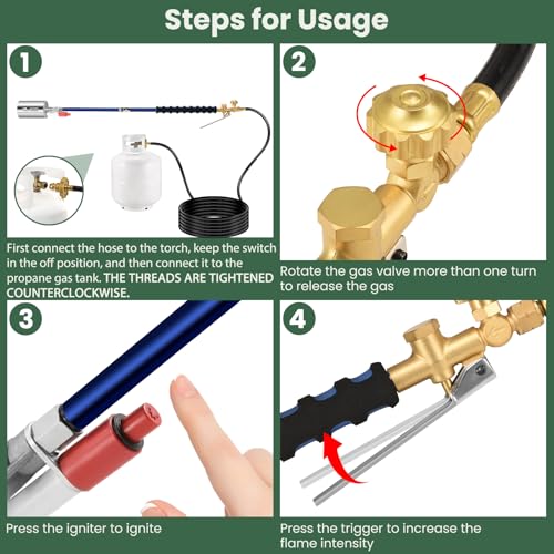 Propane Torch Weed Burner Kit with Storage Bag (Blue)