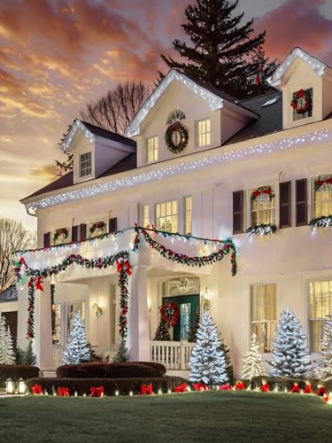 Solar Christmas Lights Outdoor 6 Pack 198FT 600LED String Lights Cool White (Cool White / 6 pack)