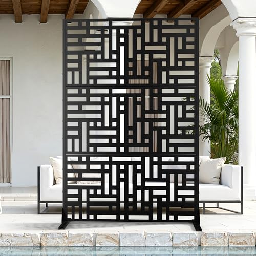 71" H Metal Outdoor Black Privacy Screen (71"H×47"W / Black Helen)