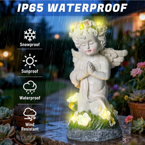 Solar Powered Angel Statue for Garden (White Angel)