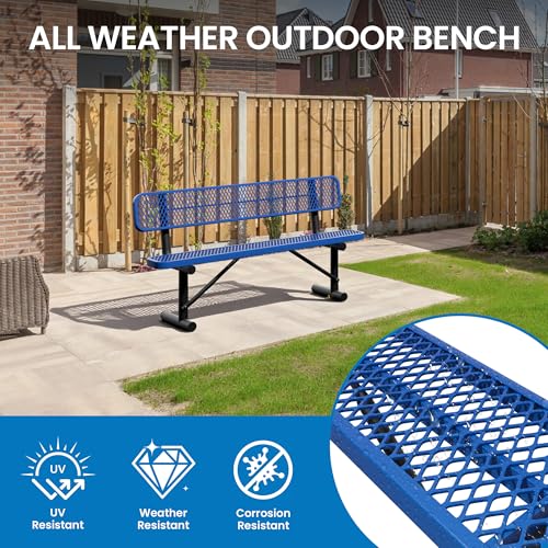 6 Feet Steel Park Bench for Outside (6 FT / Dark Blue)