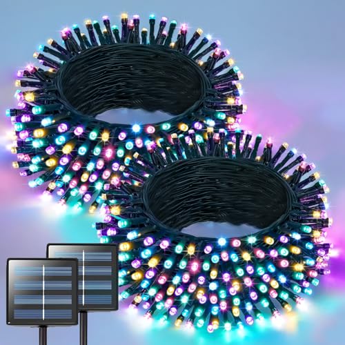 2 Pack Solar String Lights (Pastel Multicolor / 200LED*2)