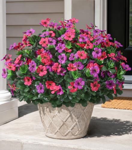 Artificial Flowers for Outdoor Indoor Garden Home Decoration (Fabric Purple Pink)