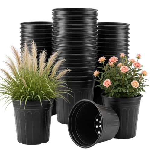 100 Pack 5 Gallon Flexible Plant Nursery Pots for Plants with Drainage Hole (5 Gallon)