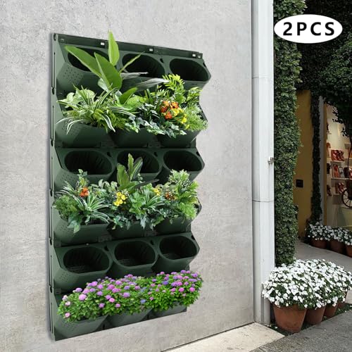 Vertical Wall Planter with 36 Pots (Army Green / 36 Pots)