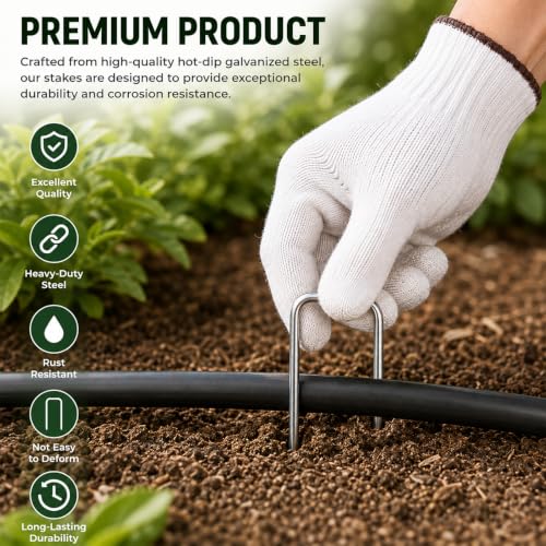 6 Inch 300 Pack Galvanized Landscape Staples 11 Gauge Anti (300 Count)