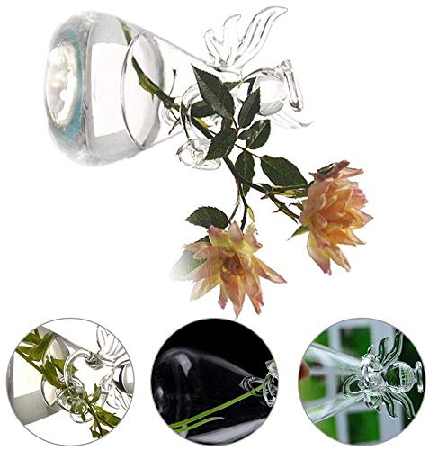 Pack of 5 Angel Design Glass Vases Clear Flower Plant Terrarium Container Hanging Vase Wedding Decor Garden Ornaments Hanging Planter (5 Count)