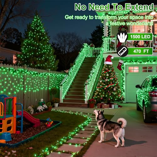 1500 LED 470FT Christmas Lights (Green / 1500 LED 470FT Dark Green Wire)