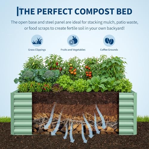 6x3x2ft Galvanized Raised Garden Bed Outdoor (Green-rect. / 6x3x2ft)