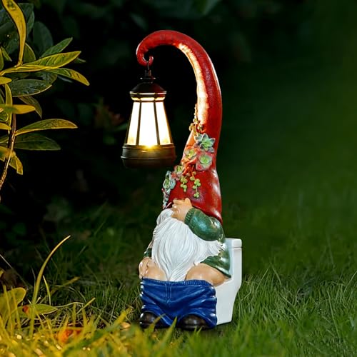 Funny Solar Garden Gnome Statue (Bronze 13in)