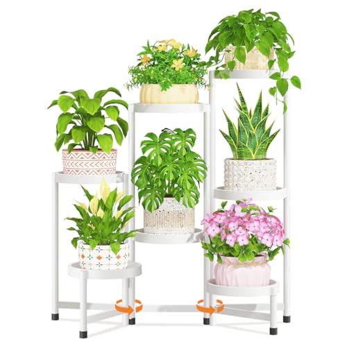 Plant Stand Indoor Outdoor Tall with Plastic Tray (7 Count)